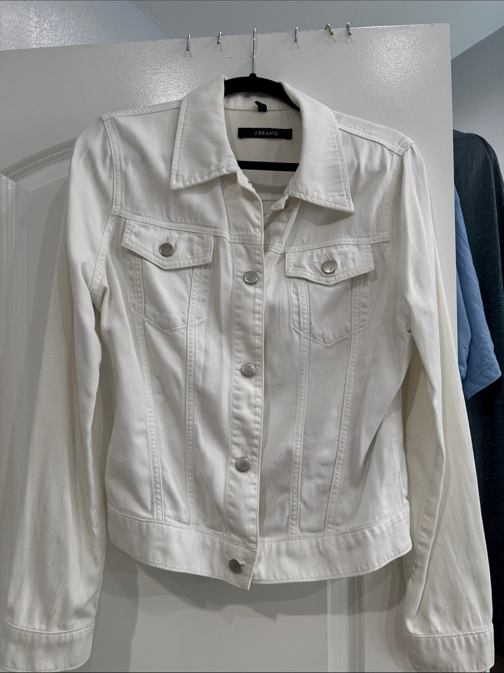 J Brand White Denim Trucker Jacket
